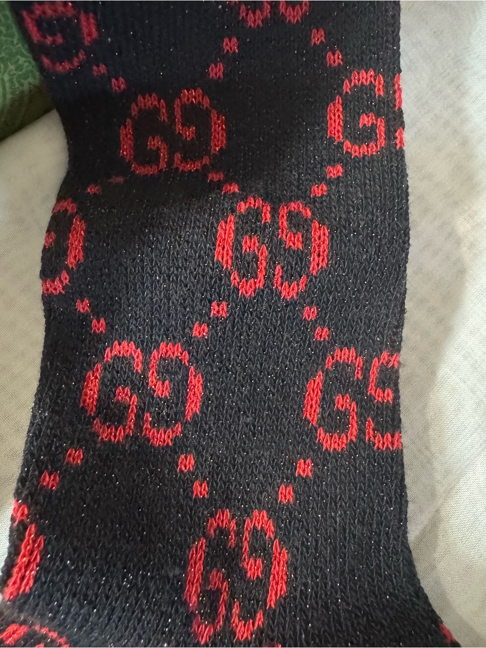 Black long Socks w/Red GG iconic logo print. New in Damask Gucci Box - See Notes - Picture 2 of 9